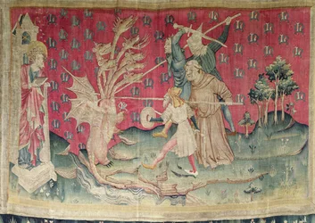 O Dragão Lutando com os Servos de Deus, não. 39 do "Apocalipse das fadas", 1373-87 (tapeçaria)