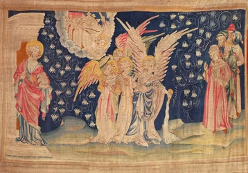 A primeira taça derramada sobre a terra, da Tapeçaria do Apocalipse de Angers, 1373-1387