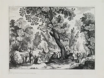 Uma Paisagem arborizada com o Sermão de S. João Baptista