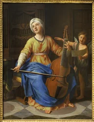 Santa Cecile. Pintura de Nicolas Colombel (1646-1717), óleo sobre madeira. Arte francesa do século XVII-XVIII. Musee des Beaux Arts de Rouen.