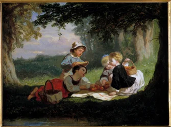 Le gouter champetre Pintura de Nicolas Gabe (1814-1865) Colecção Privada do século XIX