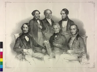 Quadro com imagens de Henry Wilhelm Ernst, famoso violinista (litografia)