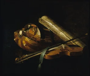 Natureza morta com instrumentos musicais, 1756.