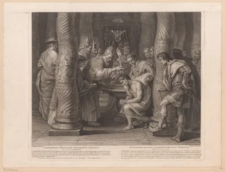 Baptismo do Imperador Constantino pelo Papa Silvester I
Constantinus baptismo solemniter initiatus / Constantin reçoit solemnellement le baptème (título sobre o objecto)
História do Imperador Constantino o Grande (título da série)