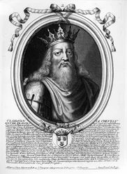 Clodion The Hairy (c.428-47) de "As Representações de Auges de todos os reis da França de Pharamond a Louis XIV", Paris, 1679
