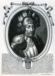 Hugues I Capet (941-96), rei da França, de "As representações dos augustos de todos os reis da França, de Pharamond a Luís XIV", Paris, 1679