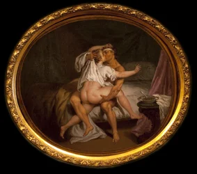 Uma cena galante numa bebida. Pintura de Nicolas Lancret (1690-1743), óleo sobre tela. Arte Francesa