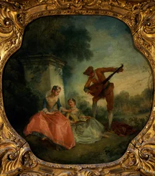 Aula de música com alaúde, por Nicolas Lancret (1690-1743), França