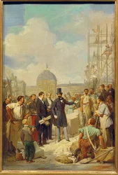 Napoleão III visita o local de construção do Novo Louvre