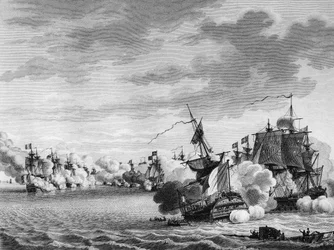 Guerra da Revolução Francesa e Movimentos Anti-Revolucionários: Batalha do navio francês "Avenger de Peuple" liderada pelo Capitão Renaudin em 3 de Junho