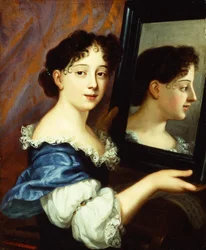 Uma senhora segurando um espelho, c.1660 (óleo sobre tela)