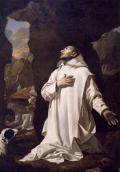 São Bruno rezando no deserto, por Nicolas Mignard (1606-1668), óleo sobre tela, 220x1445 cm