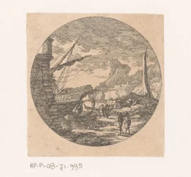 Cais com navios e mercadorias