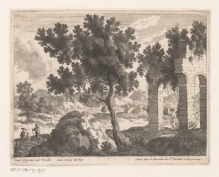 Paisagem com ruína com arcos