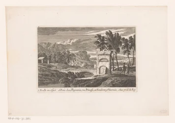 Paisagem com caminhantes na ponte de pedra Paisagens com caminhantes (título da série)