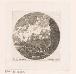Vista urbana com barco a remos amarrado