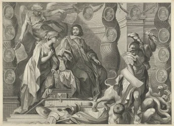 Impressão promocional de Aegidius Le Maistre (1663), parte superior