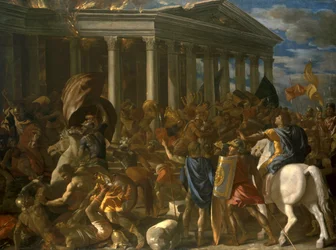 La destruction du temple de Jerusalem - The Destruction of the Temple of Jerusalem, de Poussin, Nicolau (1594-1665). Óleo sobre tela