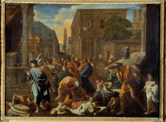 A Praga de Asdod diz que os filisteus atingidos pela Pintura de Praga de Nicolas Poussin