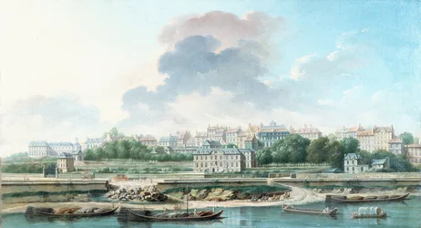 Le Quai et le Village de Passy, vue de la rive gauche, em 1757 (óleo sobre tela)
