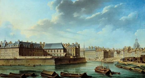 A ponta oriental da Ile Saint Louis com o hotel de Bretonvilliers e o Hotel Lambert Pintura de Nicolas Raguenet