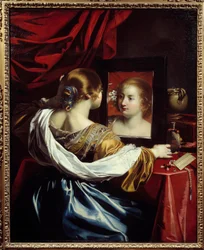 Mulher jovem a sa saint Pintura de Nicolas Regnier (1590-1667) 1626 Sol. 1,3x1,05 m Lyon, musee des Beaux Arts - Jovem mulher na sua casa de banho. Pintura de Nicolas Regnier (1590-1667)