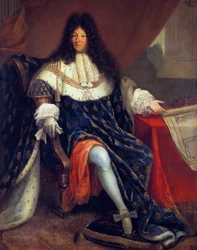 Luís XIV (1638-1715), rei de França em 1643-1715, mostrando a Casa Real de Saint-Cyr