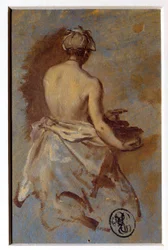 Estudo da Mulher do Desenho de Costas por Nicolas Vleughels (1668-1737) Paris do século XVIII, Museu do Louvre