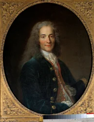 Retrato de François Marie Arouet dit Voltaire (1694-1778) aos 24 anos Pintura de Nicolas de Largilliere (1656-1746) 1718 Sol. 0,8 x 0,65 m - Retrato de François Marie Arouet chamado Voltaire (1694-1778) aos 24 anos de idade. Pintura de Nicolas de Largi
