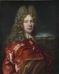 Retrato de Pierre-Vincent Bertin (Pierre Vincent) (1653-1711), financeiro francês e amante da arte - por Largilliere, Nicolas, de (1656-1746). Óleo sobre tela, tamanho : 77x63, ca 1685, State Hermitage, St. Petersburg