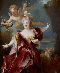 Retrato de Marie Anne de Châteauneuf, chamada Mademoiselle Duclos, no papel de Ariadne, ca 1712