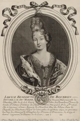 Gravura de Luísa Bénédicte de Bourbon (Duquesa do Maine), por Nicholas de Larmessin de Paris, cerca de 1690
