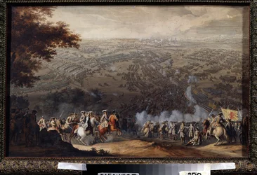 A Batalha de Poltava, em 27 de junho de 1709. A batalha opôs o exército sueco de Carl XII da Suécia ao do czar russo Pedro, o Grande, durante a Grande Guerra do Norte (1700 a 1721). Pintura de Nico