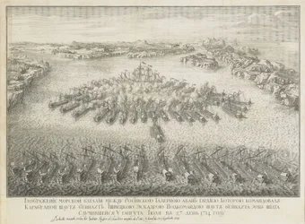 A Batalha naval de Gangut em 27 de julho de 1714