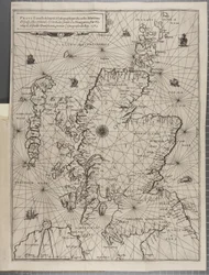Mapa, de A navegação do rei Jaime V, em redor da Escócia, das ilhas Órcades e das Hébridas ou Ilhas Ocidentais: Sob a orientação daquele excelente piloto Alexander Lindsay