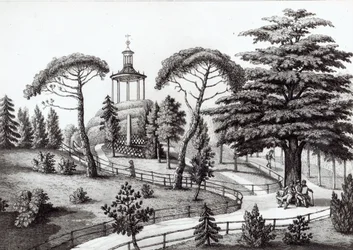 O labirinto do Jardin des Plantes, em Paris, gravado por Francois Aubertin (177383-1821)