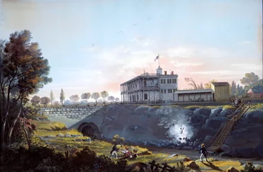 Vista do túnel da estrada de ferro de Harlem, ca.1837.