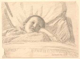 Criança (menina?) deitada na cama