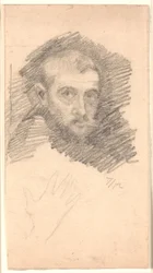 Retrato masculino e leve arranhão de uma mão