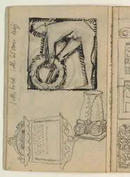 Projeto para lápide de Poul S. Christiansen, estudos de lápides, medições