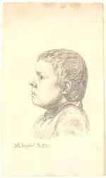 Retrato de menino de perfil à esquerda
