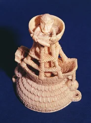 Parte superior da adega de sal pelo mestre do navio heráldico, Nigéria, Bini-Português, c.1525-1600