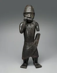 Figura de um Hornblower, nigeriano, c.1504-50 (liga de cobre)