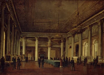 Vista interior da Casa de Dmitry Naryshkin durante uma reunião da Sociedade para o Incentivo das Artes, 1825