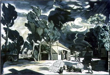 Paisagem com tempestade (óleo sobre tela)