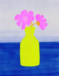 Vaso de flores rosa vivo