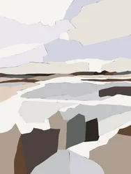 Paisagem geométrica em tons suaves