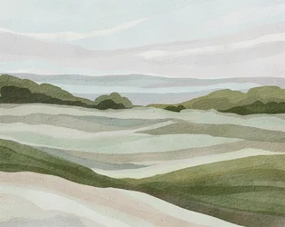 Paisagem ondulante em tons pastel