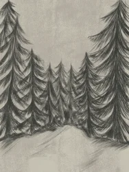 Esboço de uma floresta de inverno