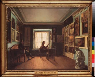 O estúdio do pintor - Pintura de Nikita Zaytsev (1787-1828), óleo sobre tela, por volta de 1820 Arte russa do século XIX - Galeria Estatal Tretyakov, Moscou